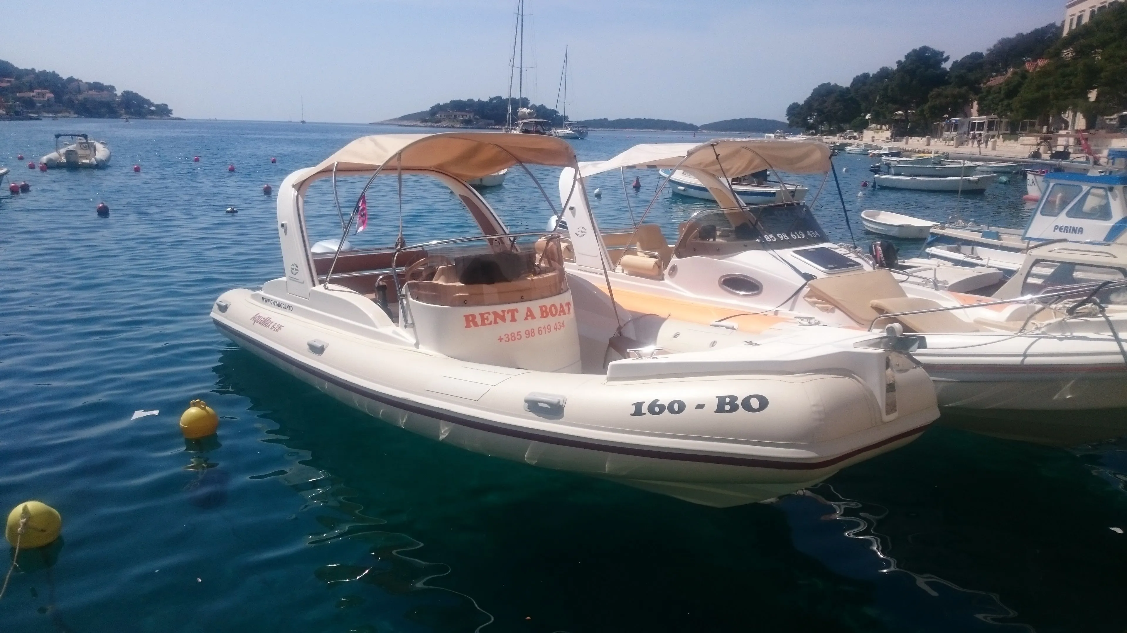 Explore Bol on a 7m Aquamax B23 Motor Boat Rental