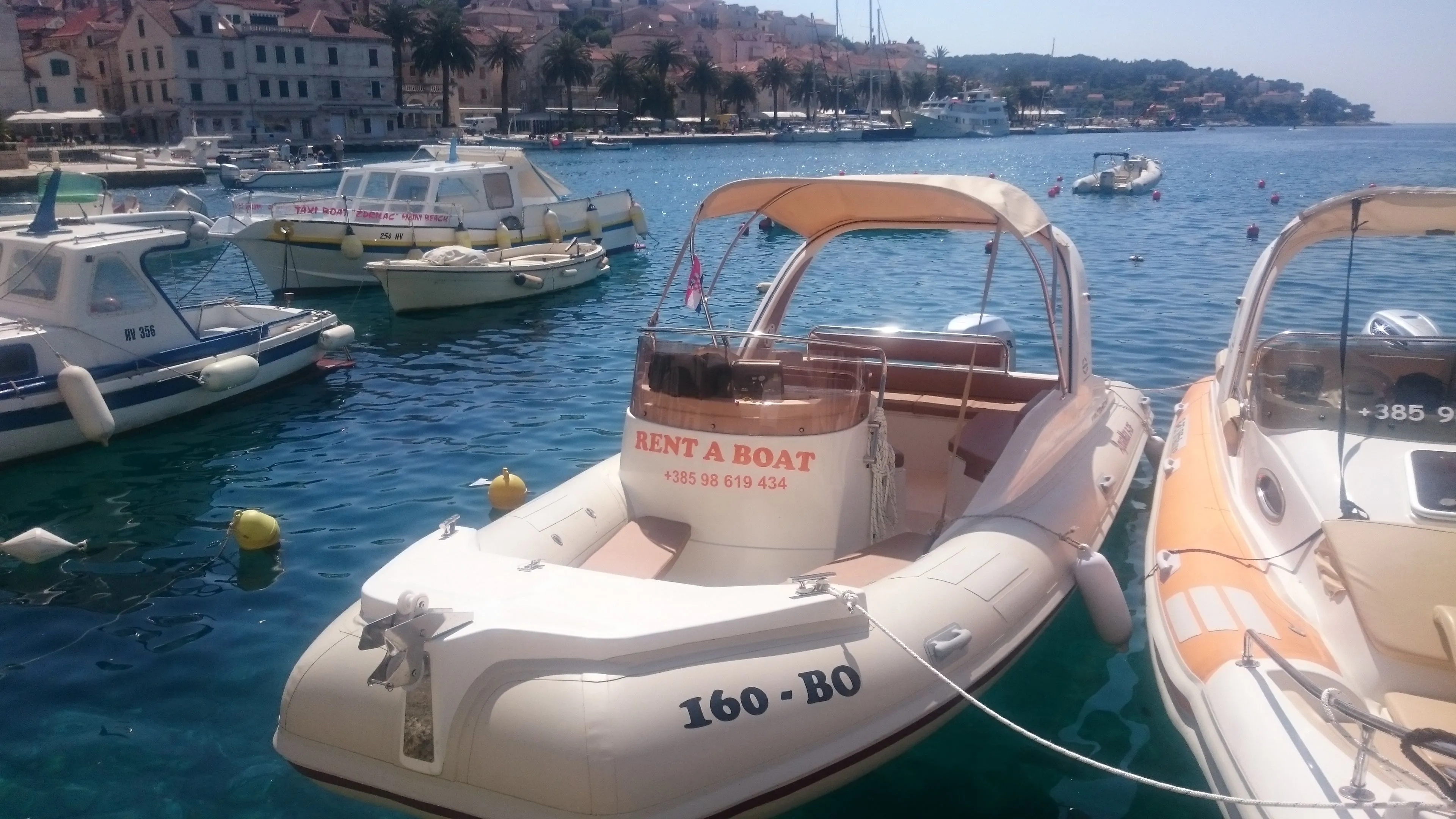 Explore Bol on a 7m Aquamax B23 Motor Boat Rental
