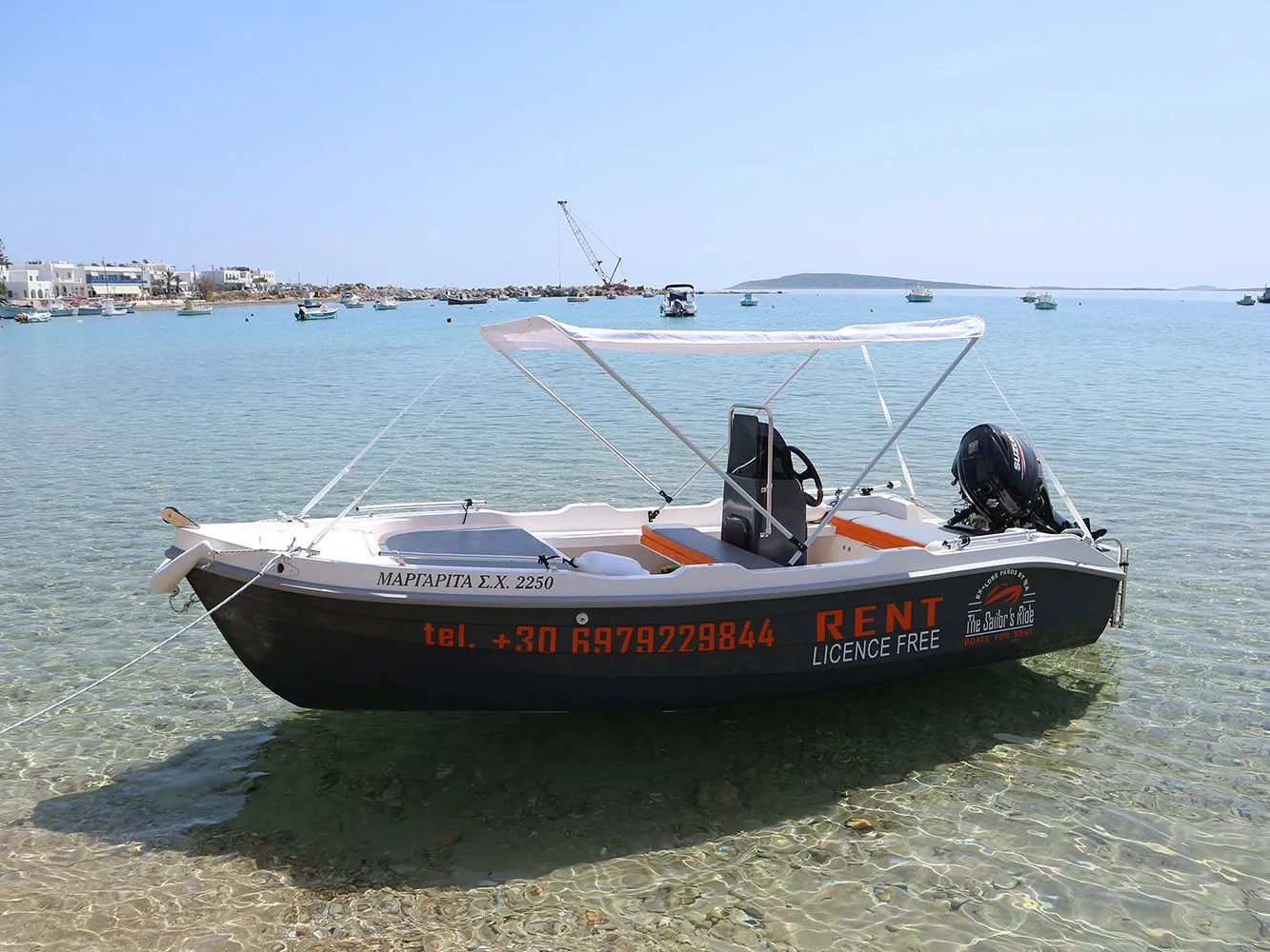 Explore Aliki on a 4.5m Assos 450 Motor Boat Rental