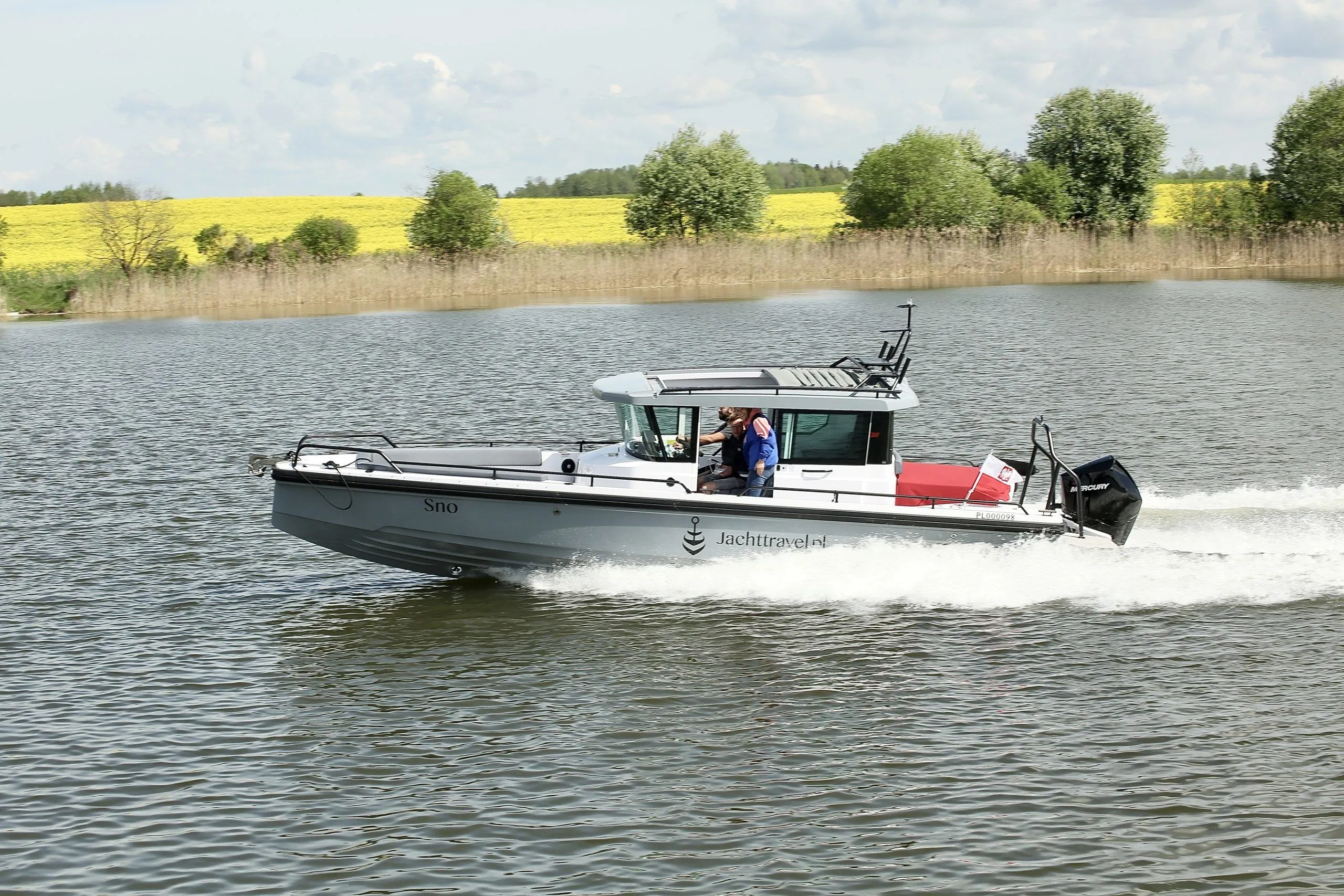 Explore Mikolajki on a 9m Rental Motor Yacht Axopar 28 Cabin Brabus Line