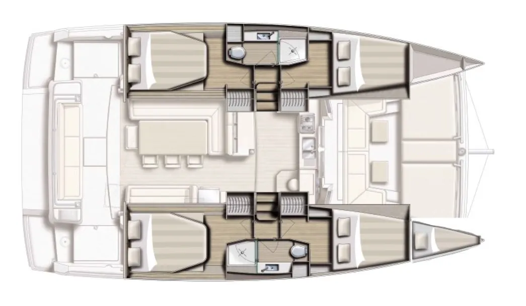 12.85m Marigot 4 Cabin Catamaran Hire