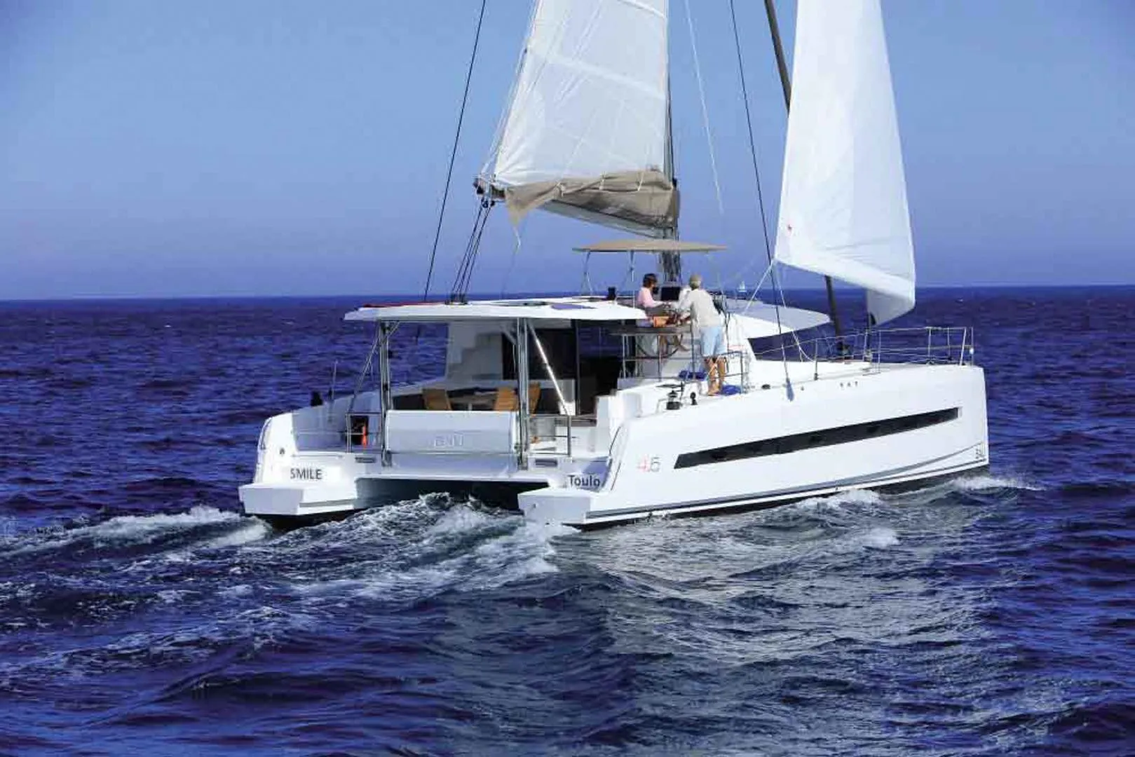 Explore Palm Cay on a 13.6m Rental Catamaran Bali 4.5