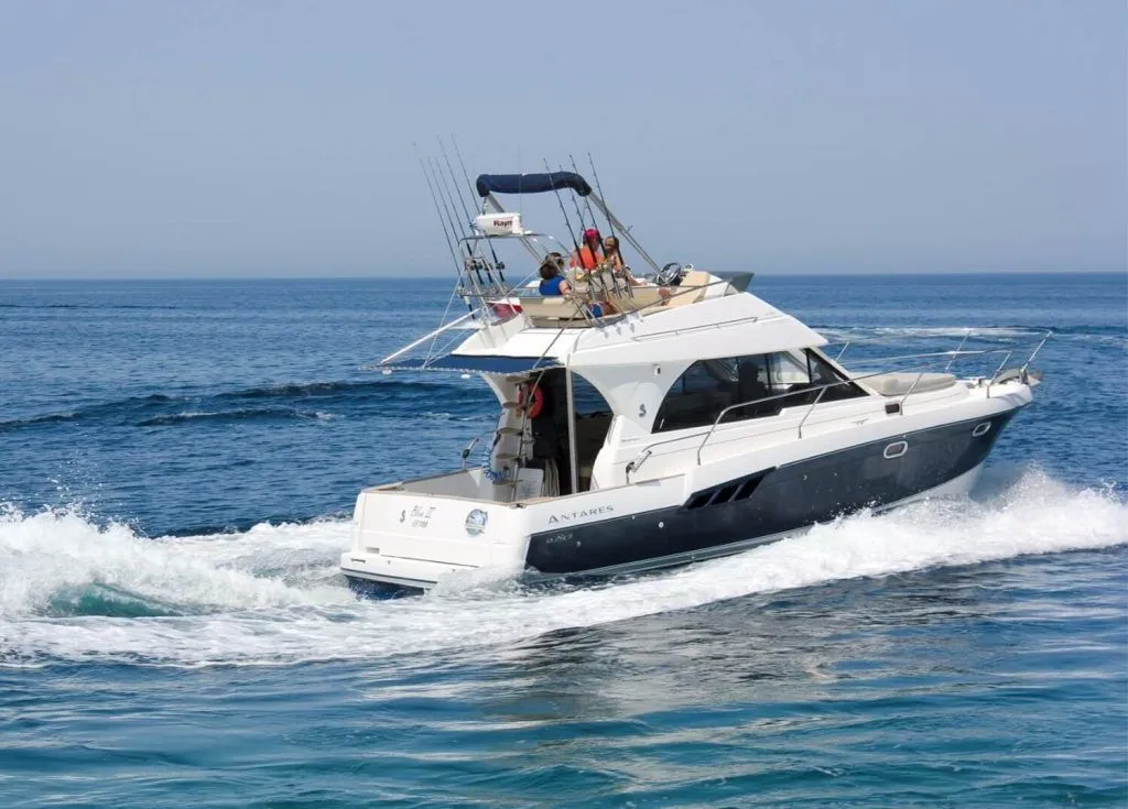 Explore Limani Karra on a 10m Rental Motor Yacht Beneteau Antares 10.80