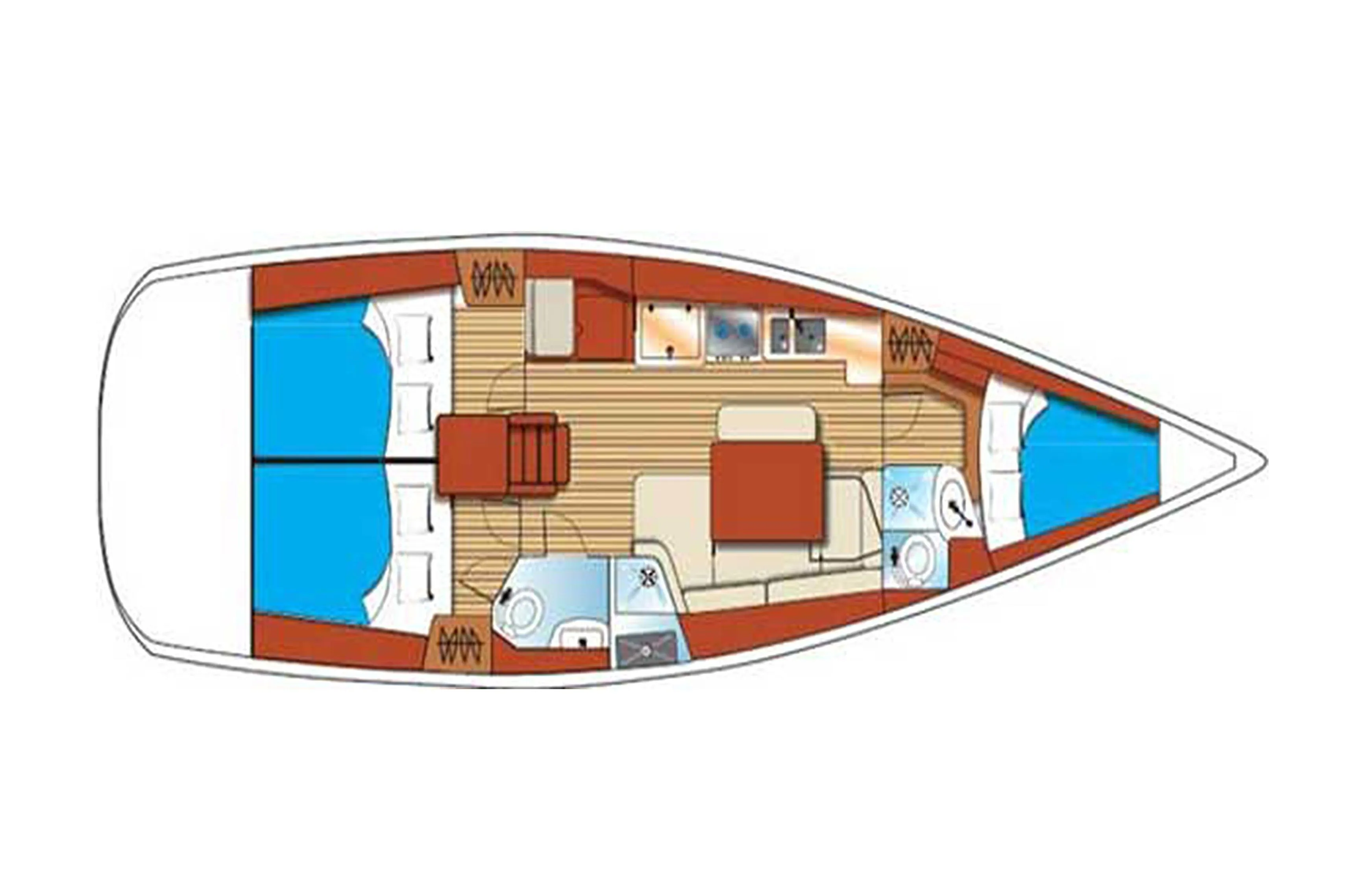 12.17m Elefsina 3 Cabin Sailing Yacht Hire