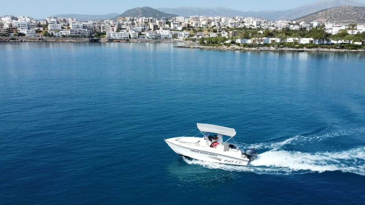 Charter a 4.55m Compass 150cc Motor Boat in Agios Nikolaos