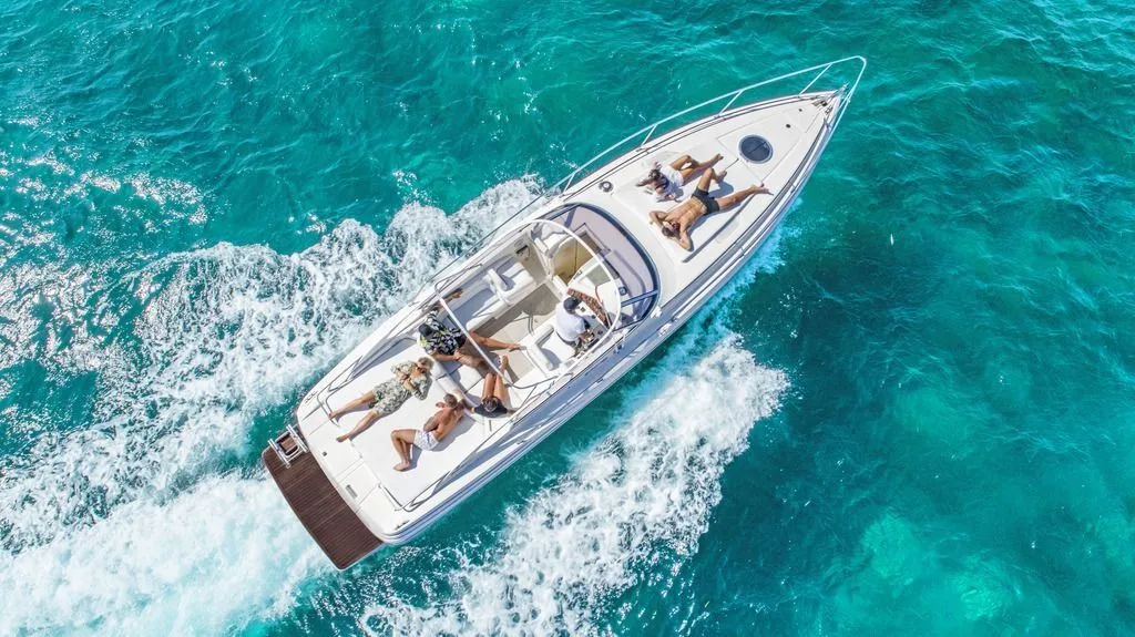 Explore Sant Antoni de Portmany on a 10.71m Rental Cranchi 35