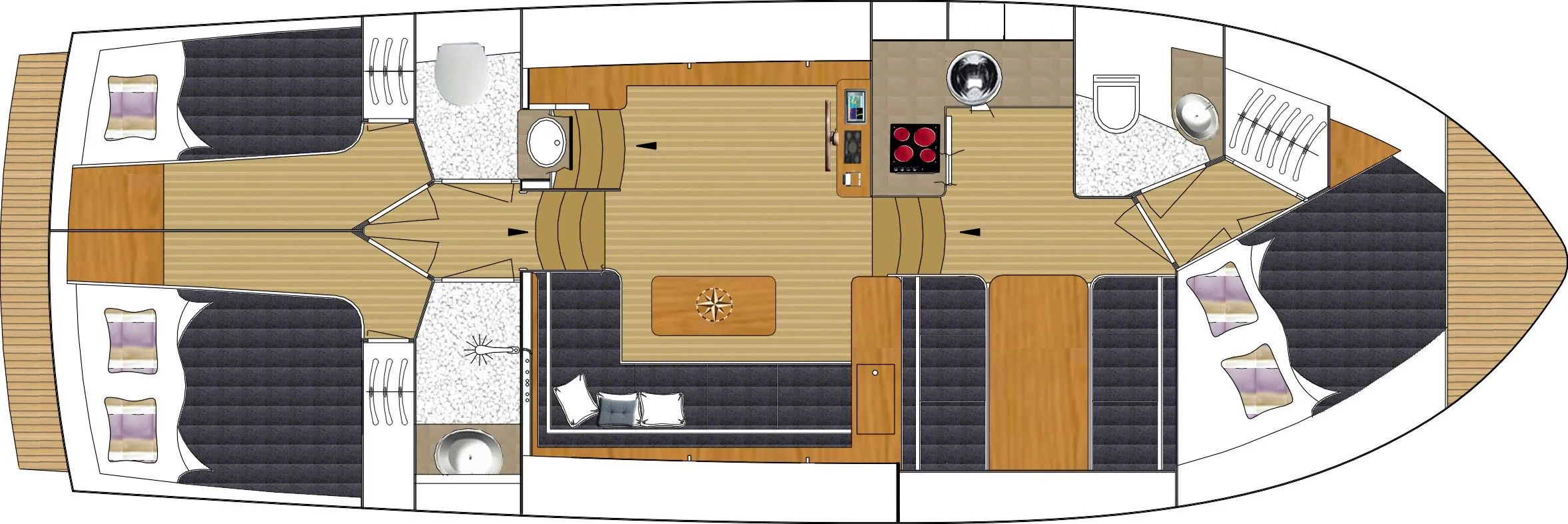 Rent a 11.65m 3 Cabin House Boat in Sneek