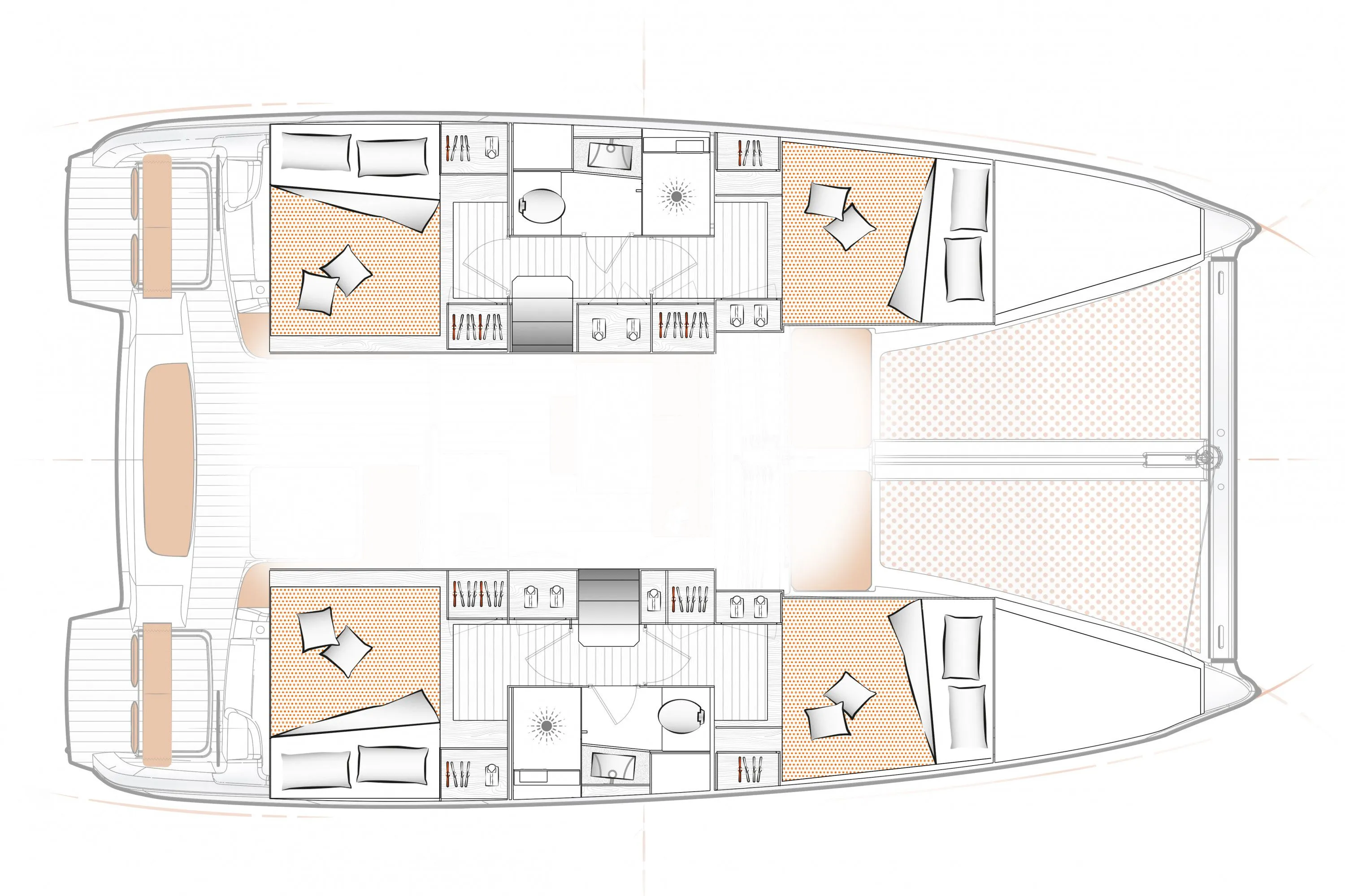 11.42m Lefkada 6 Cabin Catamaran Hire