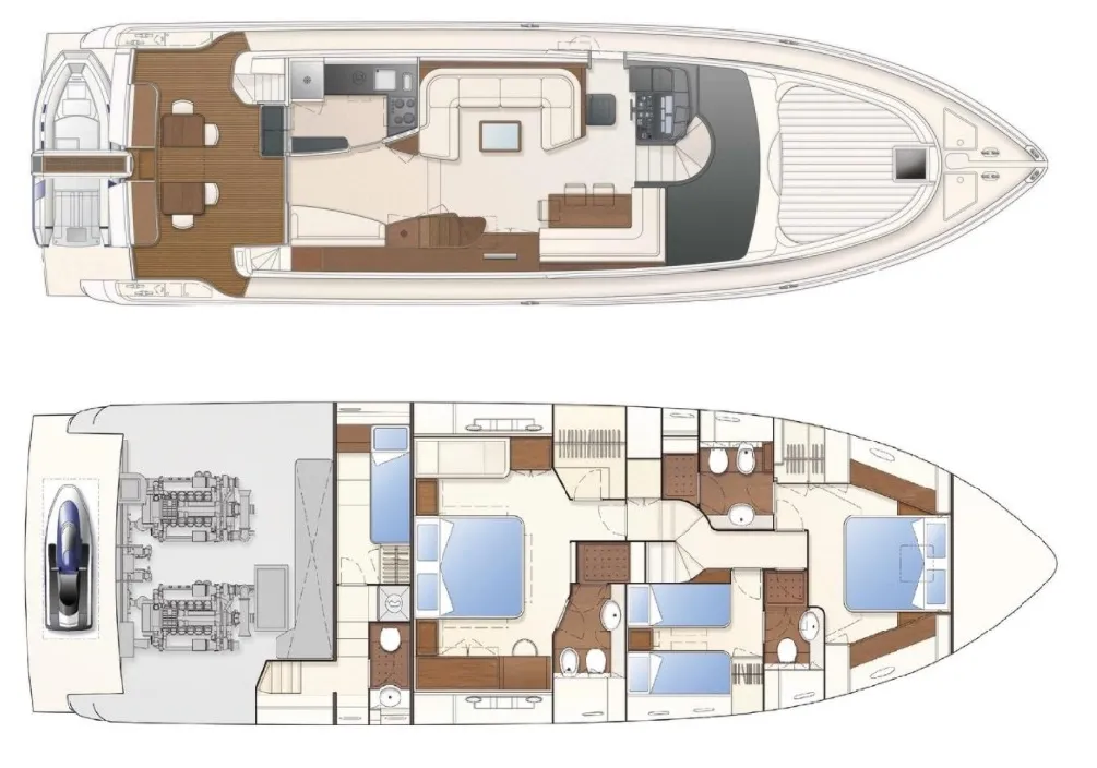 Vladivostok 19.46m Kiralık 3 Kabinli Motoryat