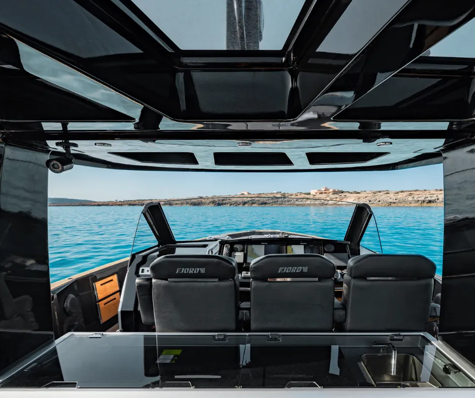 Explore Santa Eularia des Riu on a 13.45m Rental Motor Yacht Fjord 44