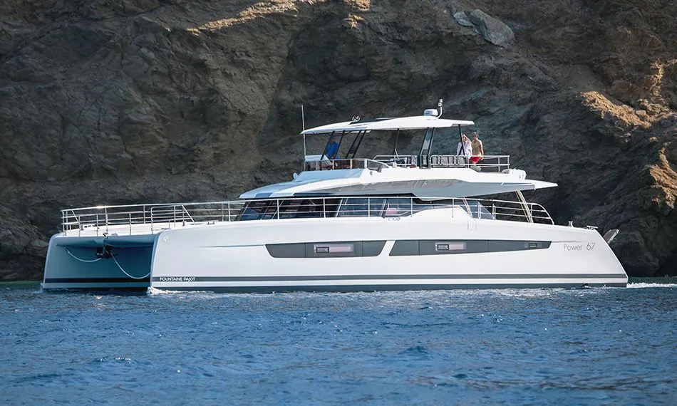 Explore Athens on a 19.69m Rental Power Catamaran