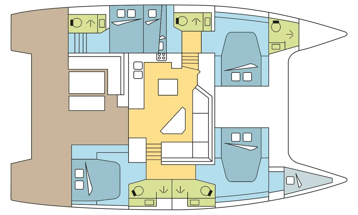 13.94m Olbia 6 Cabin Catamaran Hire