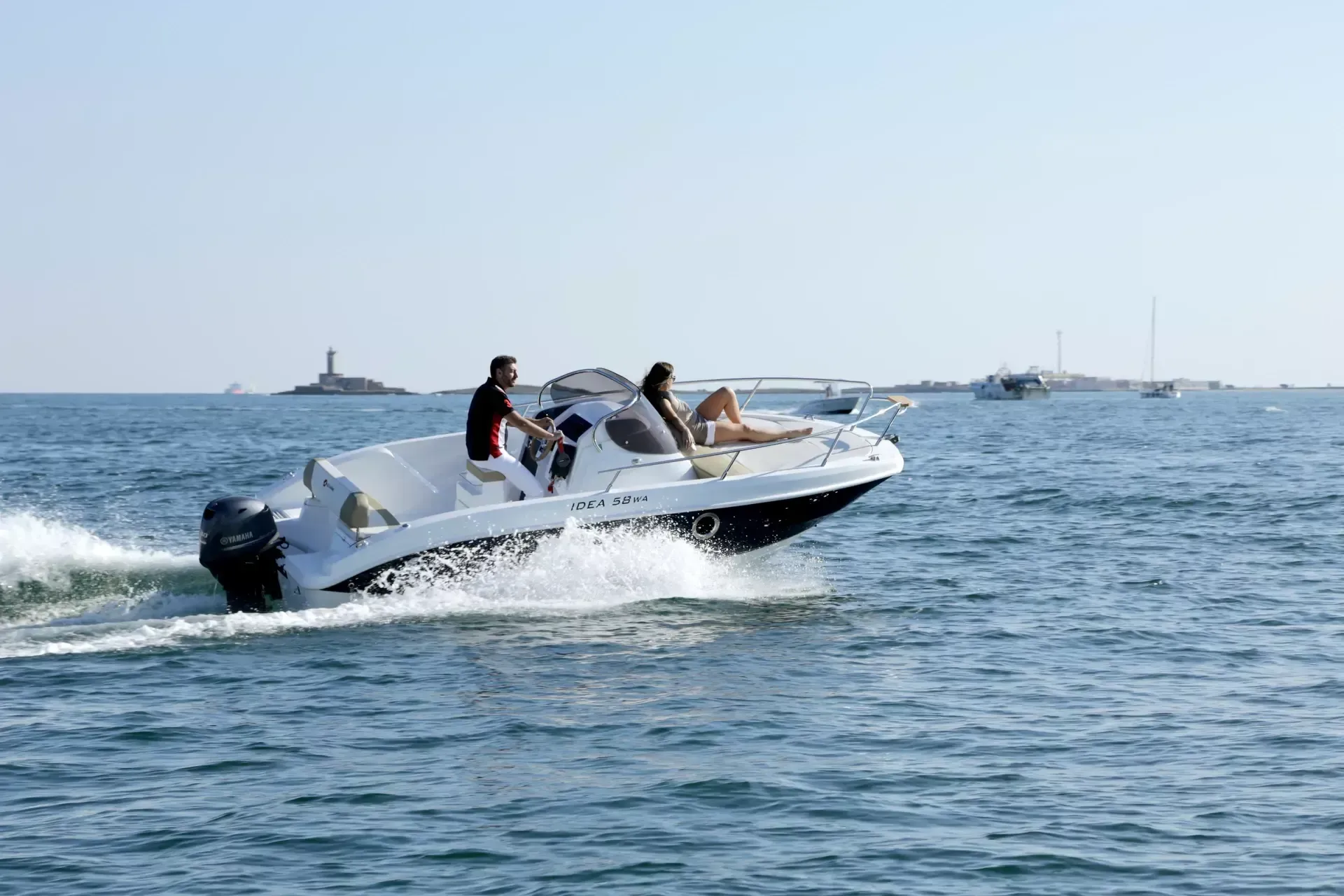Explore Lorient on a 5.8m Idea Marine 60 WA Motor Boat Rental