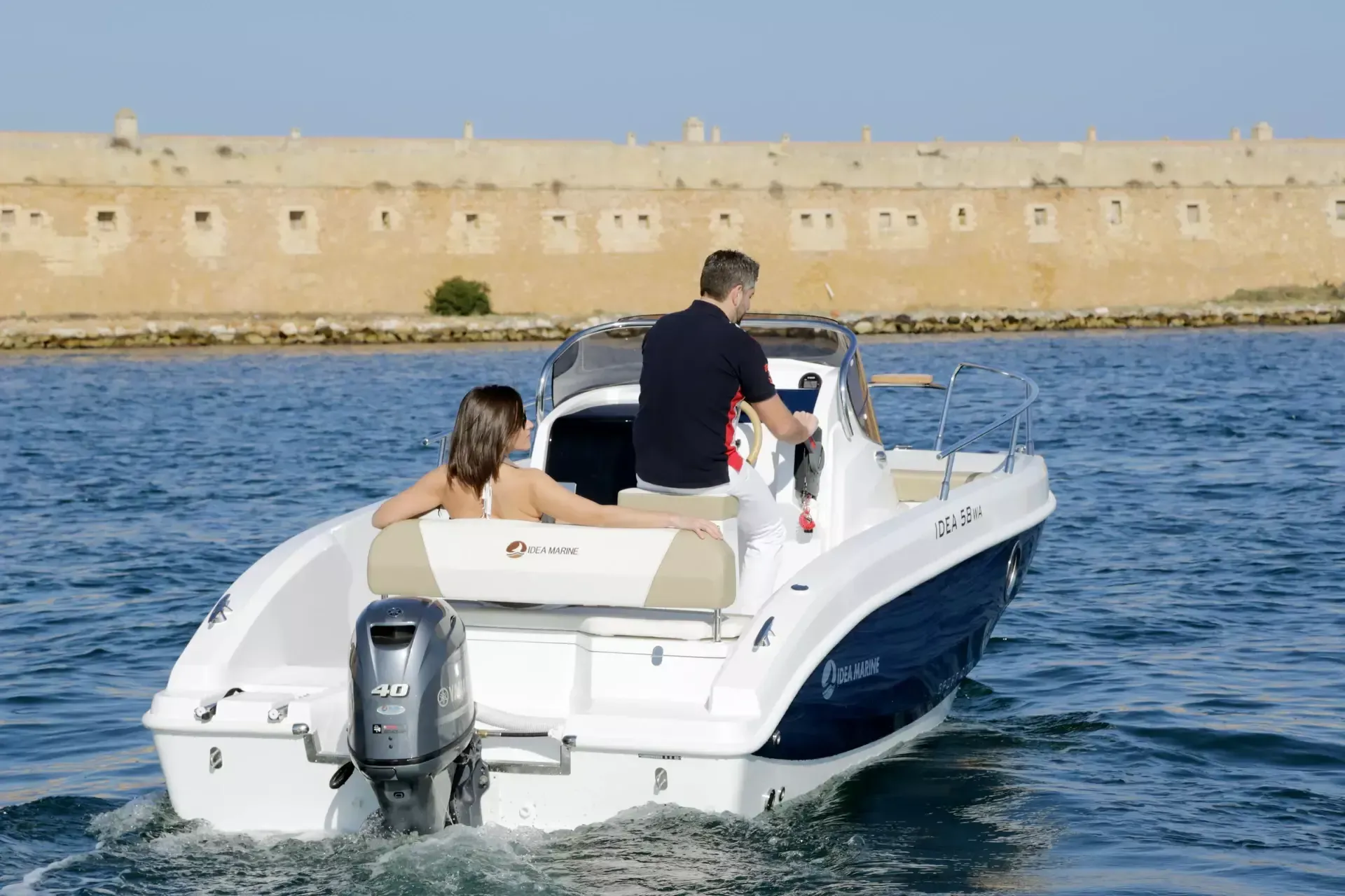 Explore Lorient on a 5.8m Idea Marine 60 WA Motor Boat Rental