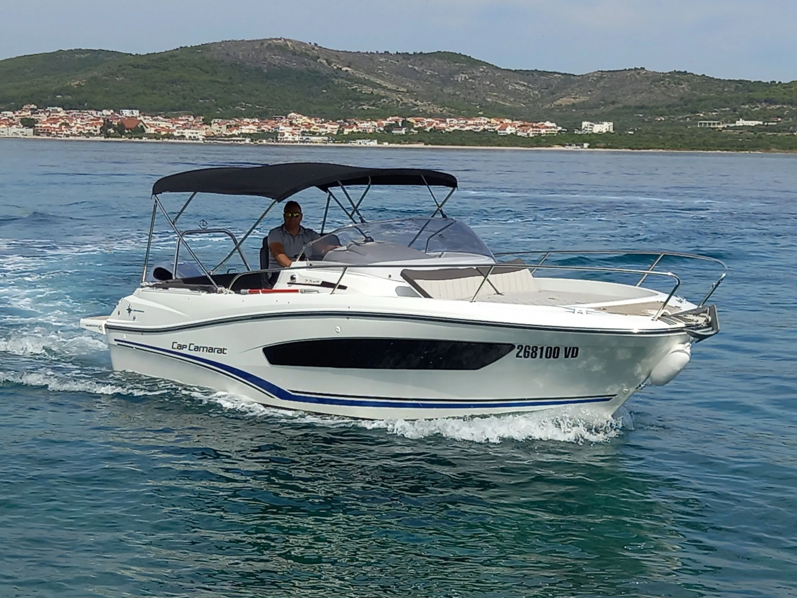 Explore Tribunj on a 7.6m Rental Jeanneau Cap Camarat 7.5