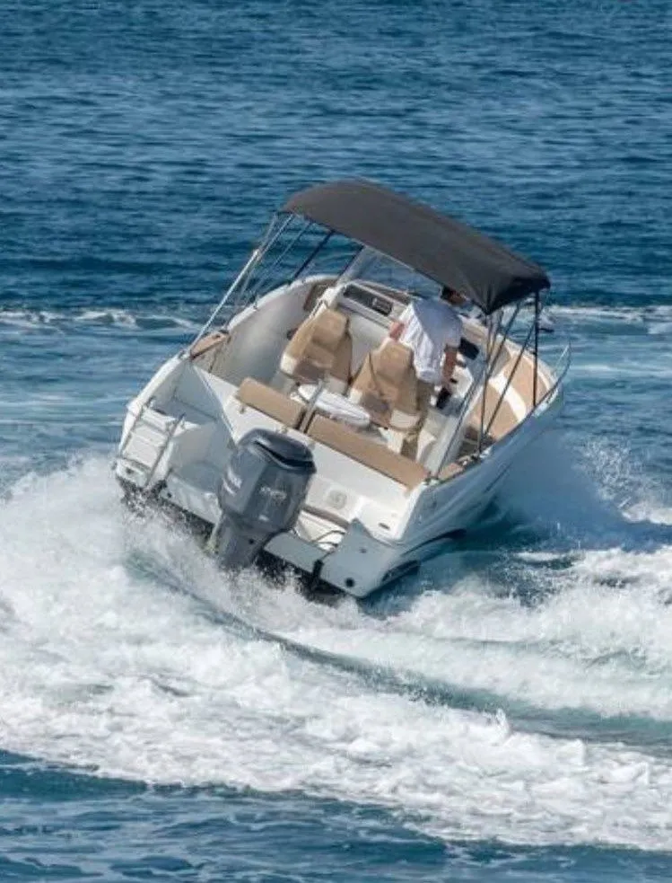Explore Split on a 7.5m Rental Motor Boat Jeanneau Cap Camarat 7.5 CC