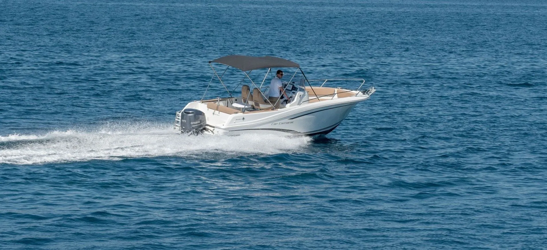 Explore Split on a 7.5m Rental Motor Boat Jeanneau Cap Camarat 7.5 CC