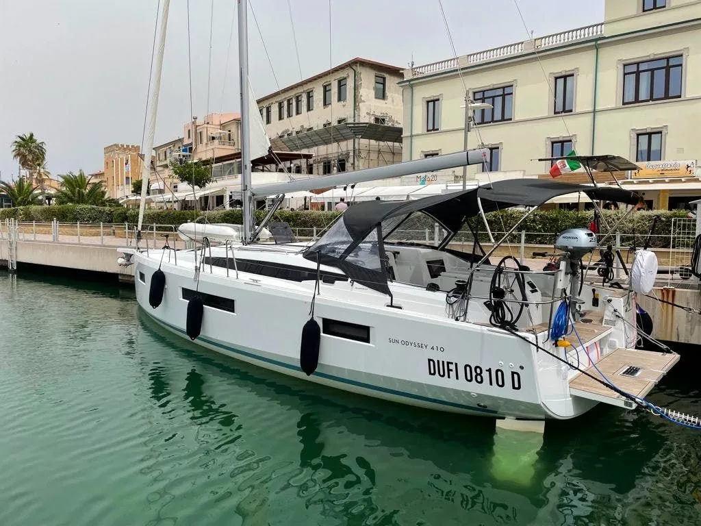 Explore San Vincenzo on a 12.35m Jeanneau Sun Odyssey 410 Sailing Yacht Rental