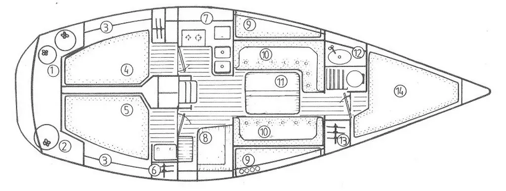 11.2m Piraeus 3 Cabin Sailing Yacht Hire