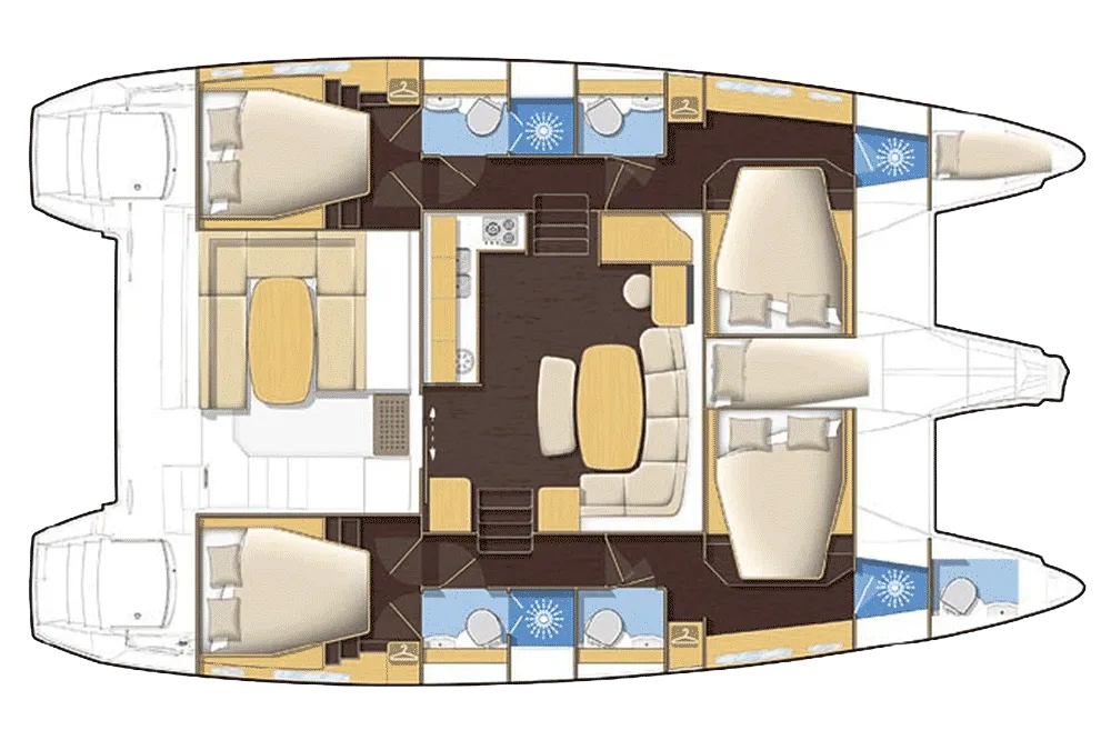 Explore Vlychada on a 12.61m Lagoon 420 Catamaran Rental