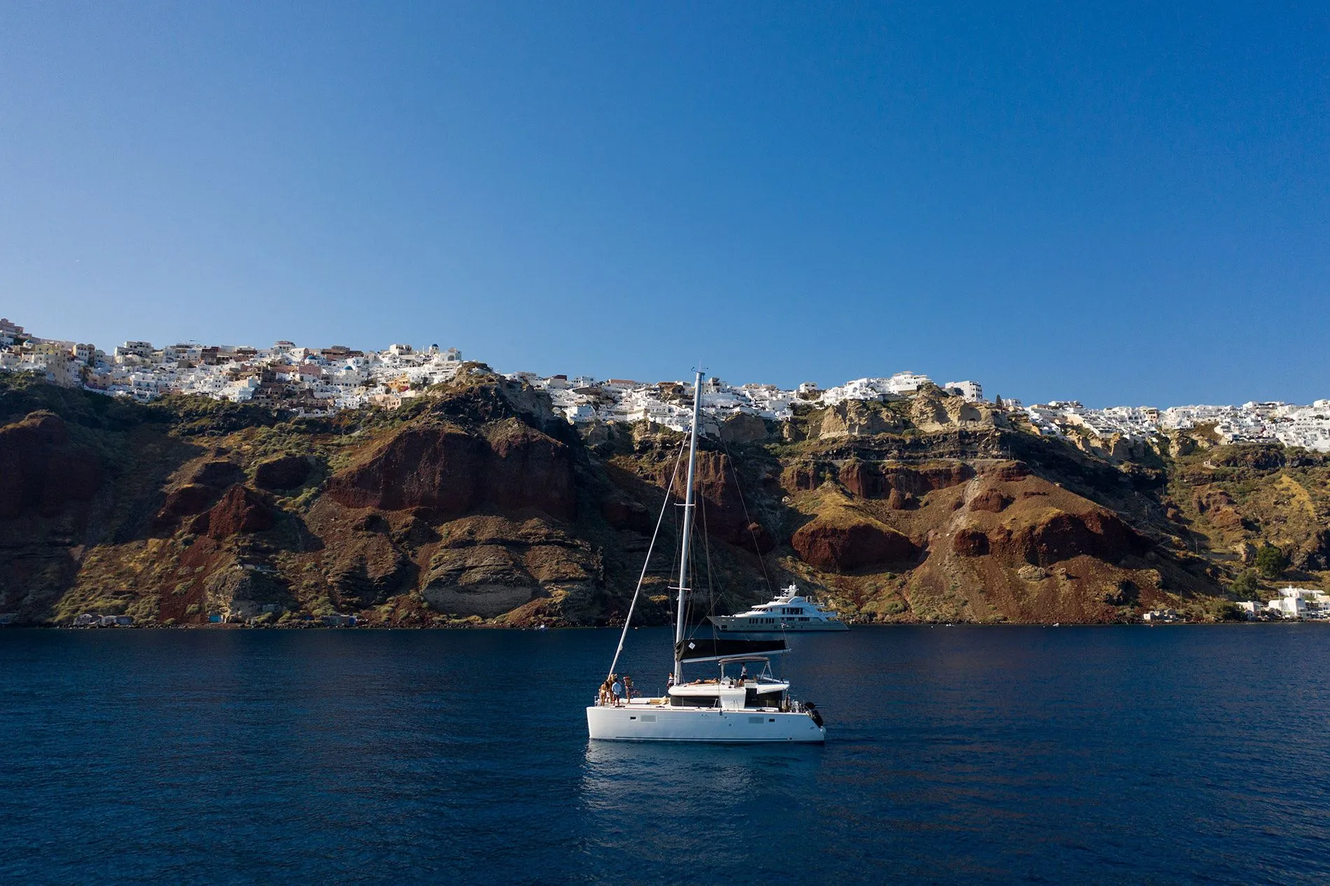 Explore Vlychada on a 13.96m Rental Catamaran Lagoon 450 F