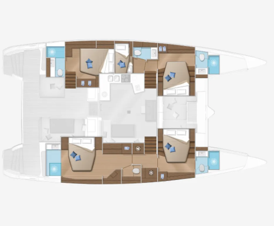 Explore Cogolin on a 15.84m 5 Cabin Catamaran Rental