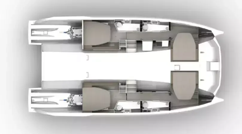 14.06m Marina 4 Cabin Power Catamaran Hire