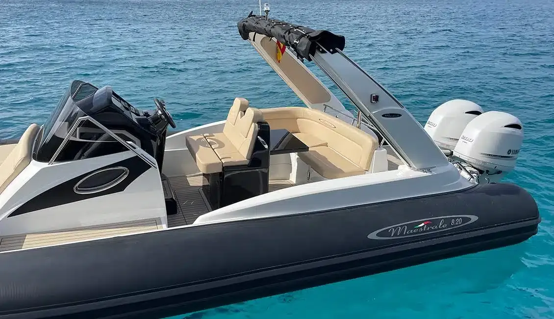Explore Port d'Andratx on a 8.6m Maestrale 820 Twin Motor Boat Rental