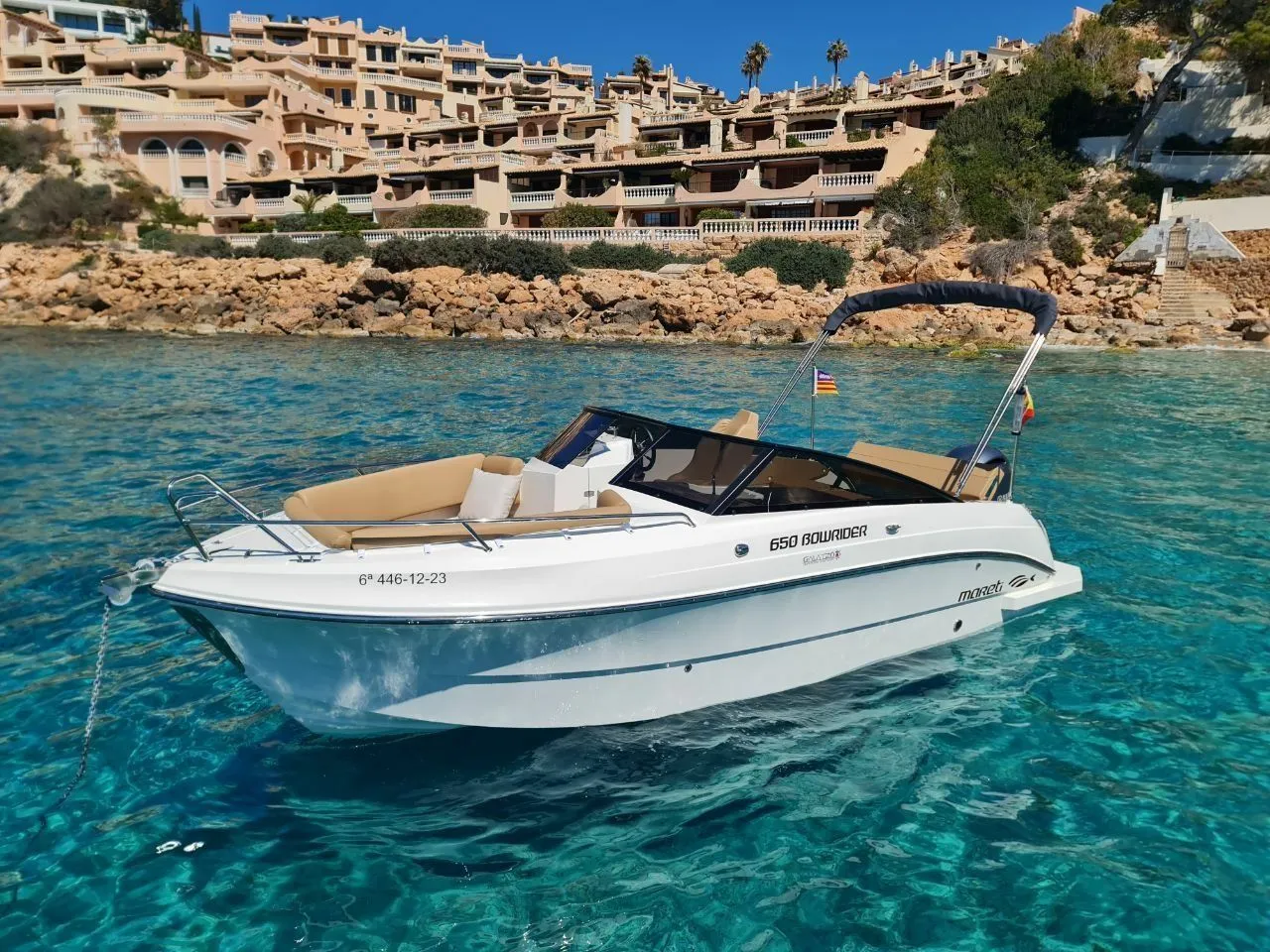 Explore Santa Ponça on a 6.5m Rental Motor Boat Mareti 650 Bowrider