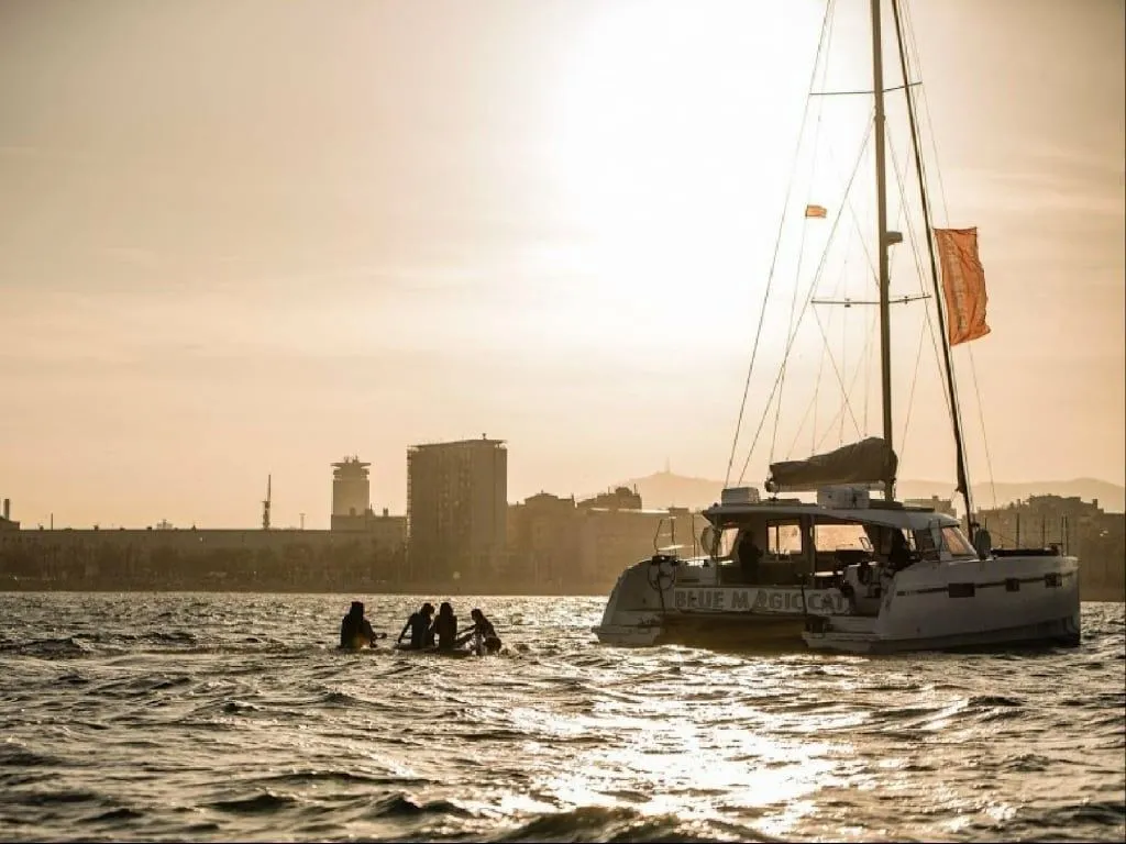 Explore Barcelona on a 14.02m 3 Cabin Catamaran Rental