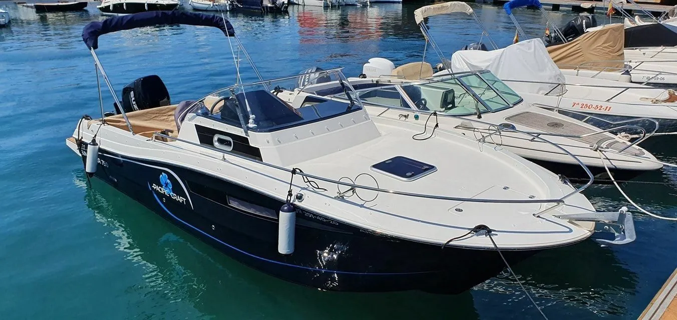 Explore Santa Eularia des Riu on a 7.5m Pacific Craft 750 Motor Boat Rental