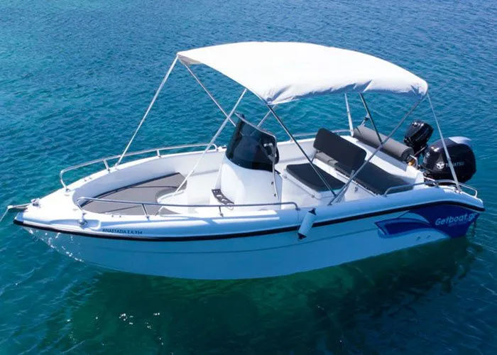 Explore Nea Peramos on a 6.5m Poseidon Blue Water 6.4 Motor Boat Rental