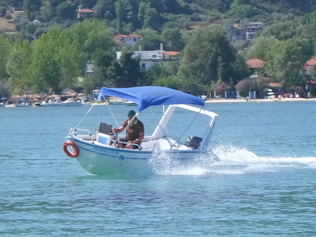Explore Nikiti on a 4.3m Rental Motor Boat