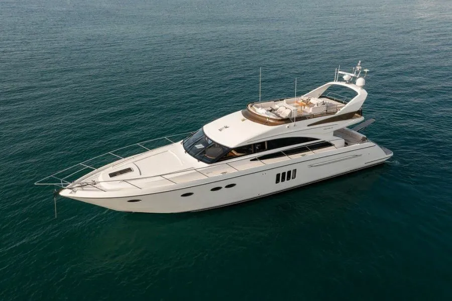 Explore Mykonos City on a 19.3m Princess 62 Motor Yacht Rental