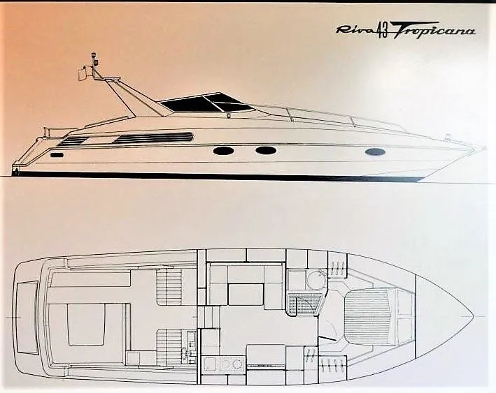 13.2m Porto Santa Margherita Riva Tropicana 43 Motor Yacht Hire