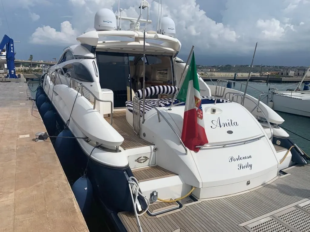 Explore Siracusa on a 24m Rental Motor Yacht Sunseeker Predator 75