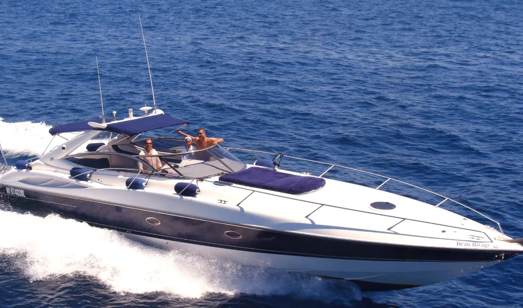 Explore Saint-Tropez on a 15.3m Rental Motor Boat Sunseeker Superhawk 48