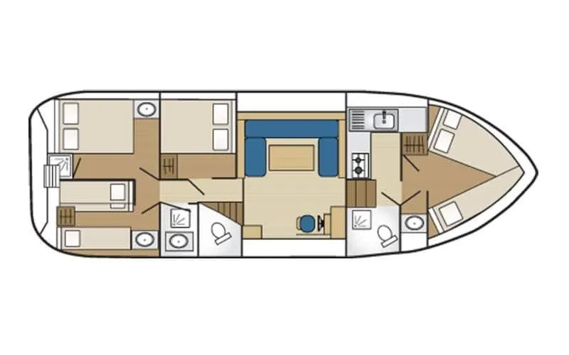 Explore Agde on a 12.93m 4 Cabin House Boat Rental