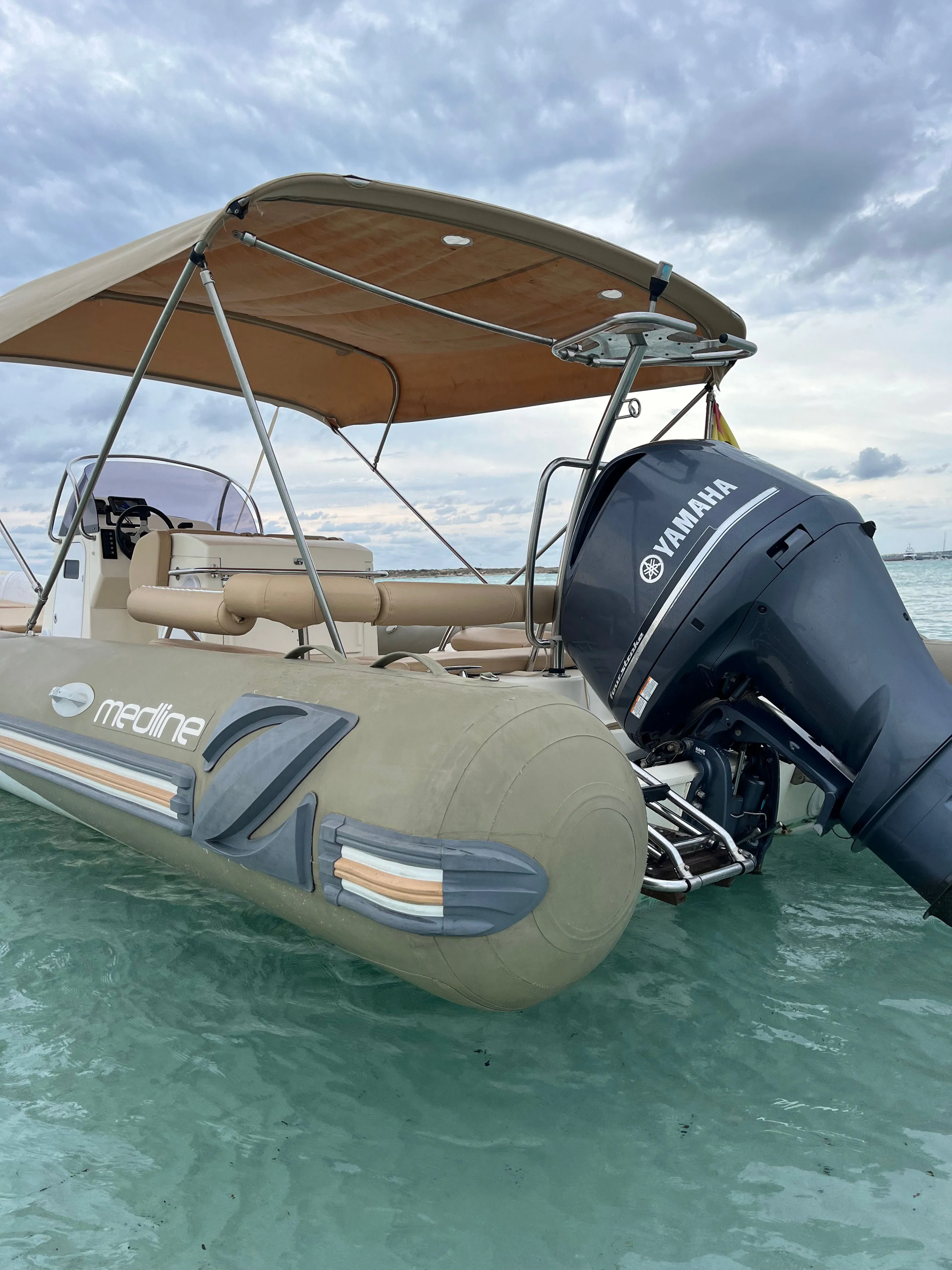 Explore Santa Eularia des Riu on a 8.5m Zodiac Medline III Motor Boat Rental