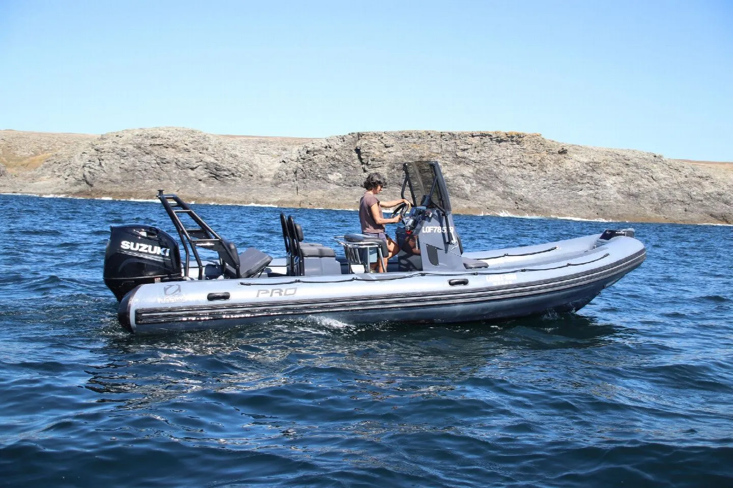 Explore Port-Louis on a 6.75m Rental Motor Boat Zodiac Pro 7