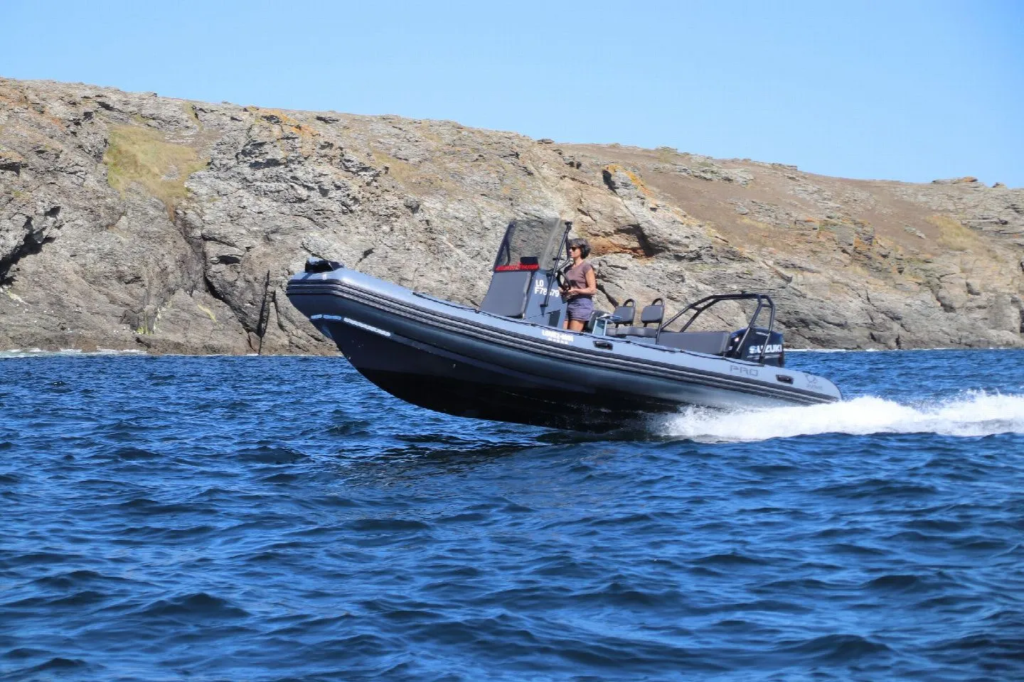 Explore Port-Louis on a 6.75m Rental Motor Boat Zodiac Pro 7